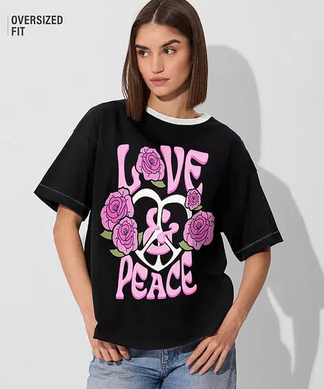 Peace & Love Women Oversized T-Shirts