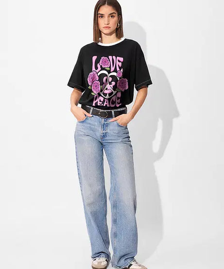 Peace & Love Women Oversized T-Shirts