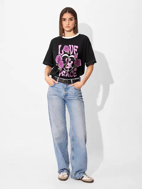 Peace & Love Women Oversized T-Shirts