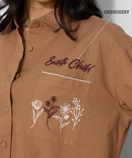 Cotton Linen Earth Child Women Boyfriend Shirts