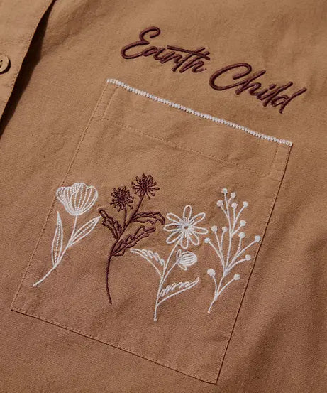 Cotton Linen Earth Child Women Boyfriend Shirts