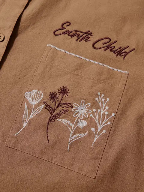 Cotton Linen Earth Child Women Boyfriend Shirts