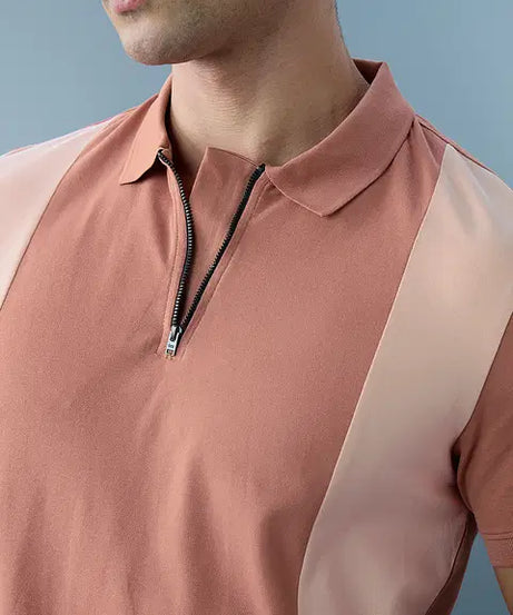 Cinnamon Zipper Polos Tshirt