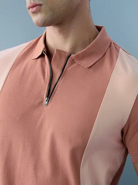 Cinnamon Zipper Polos Tshirt
