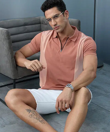 Cinnamon Zipper Polos Tshirt