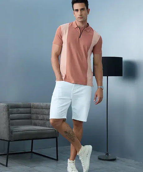 Cinnamon Zipper Polos Tshirt