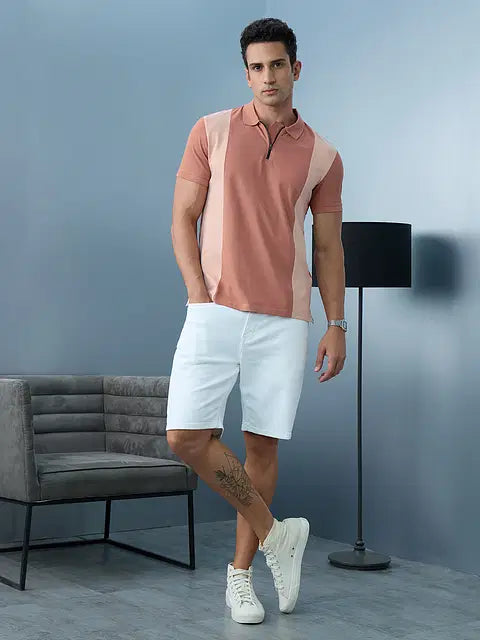 Cinnamon Zipper Polos Tshirt