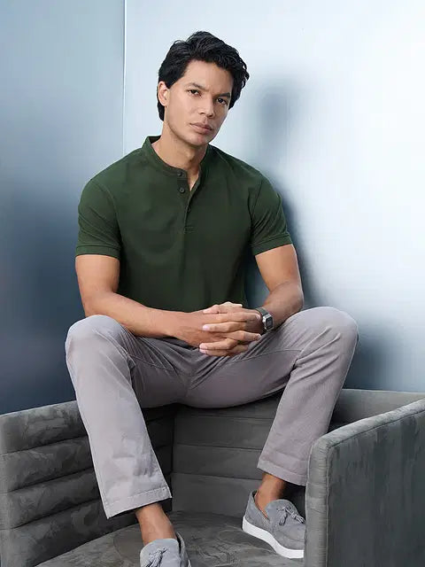 Solids Dark Olive Mandarin Polos