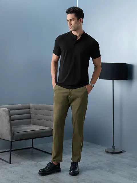 Solids Midnight Black Mandarin Polos