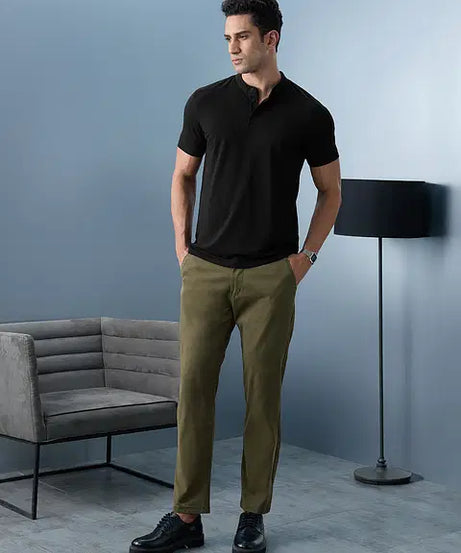 Solids Midnight Black Mandarin Polos