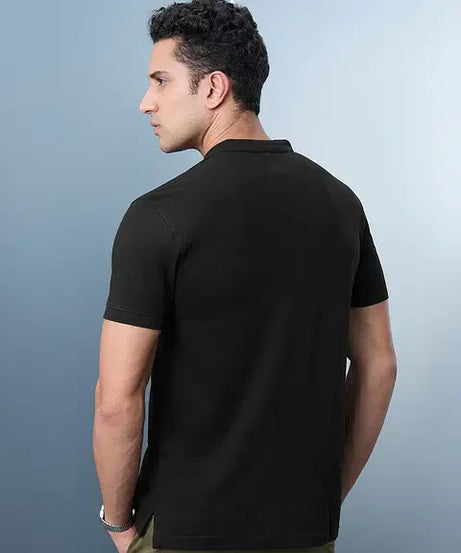 Solids Midnight Black Mandarin Polos