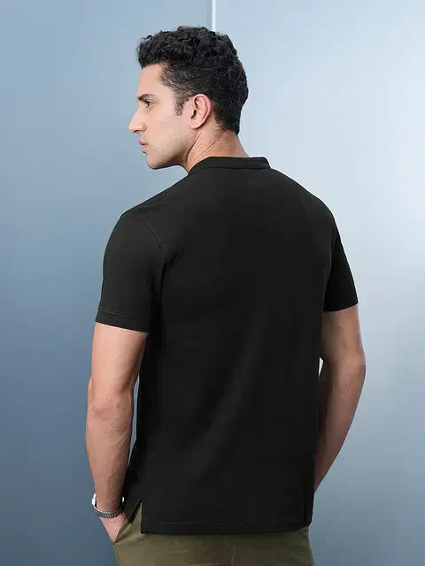 Solids Midnight Black Mandarin Polos