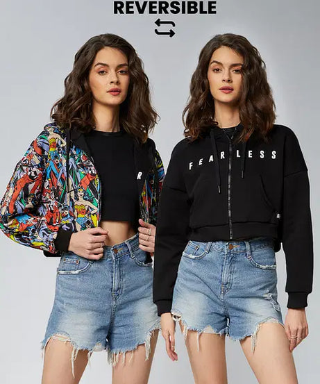 Wonder Woman Reversible Hoodie Women Cropped Oversized Hoodies