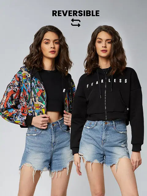 Wonder Woman Reversible Hoodie Women Cropped Oversized Hoodies