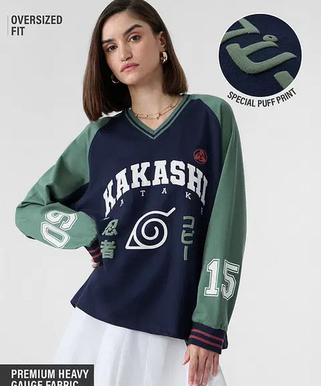Naruto Kakashi Varsity Women Full Sleeve T-Shirts