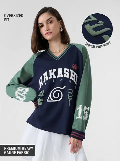 Naruto Kakashi Varsity Women Full Sleeve T-Shirts