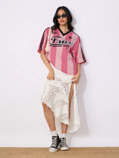 Fries Before Guys Women Oversized T-Shirts