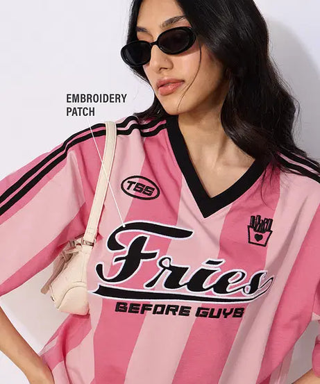 Fries Before Guys Women Oversized T-Shirts