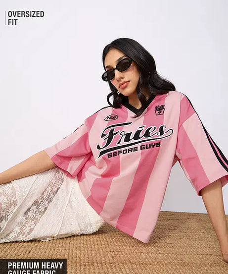 Fries Before Guys Women Oversized T-Shirts