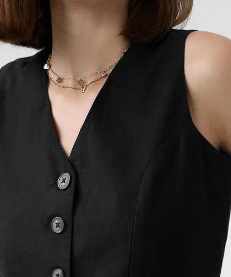 Cotton Linen Vest Women Cropped Tops