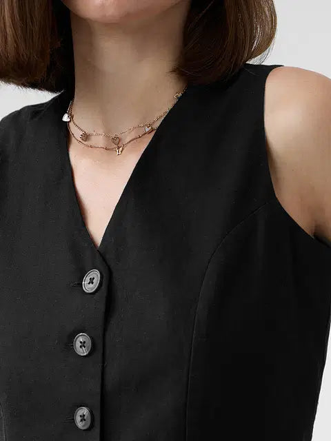 Cotton Linen Vest Women Cropped Tops