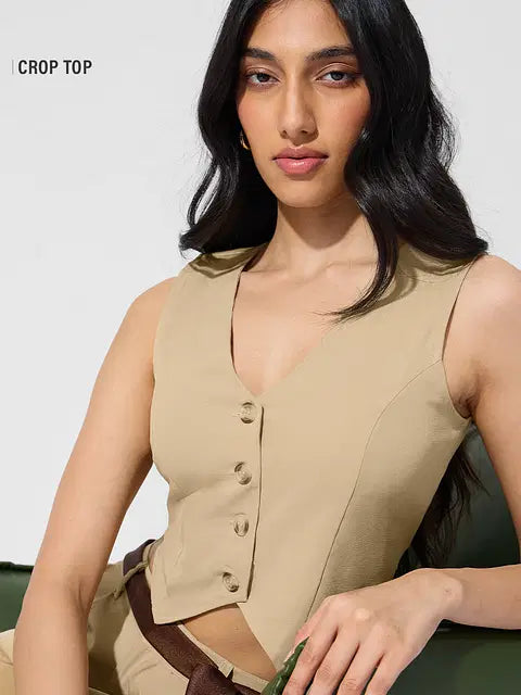 Cotton Linen Vest Women Cropped Tops