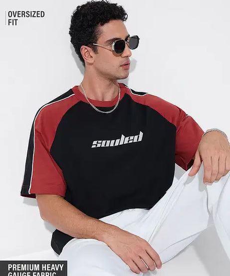 Colourblock Black Blaze Oversized T-Shirts