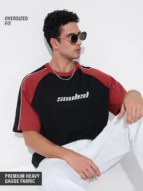 Colourblock Black Blaze Oversized T-Shirts