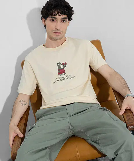 Printed Place In Heaven Men Relaxed Fit T-Shirts