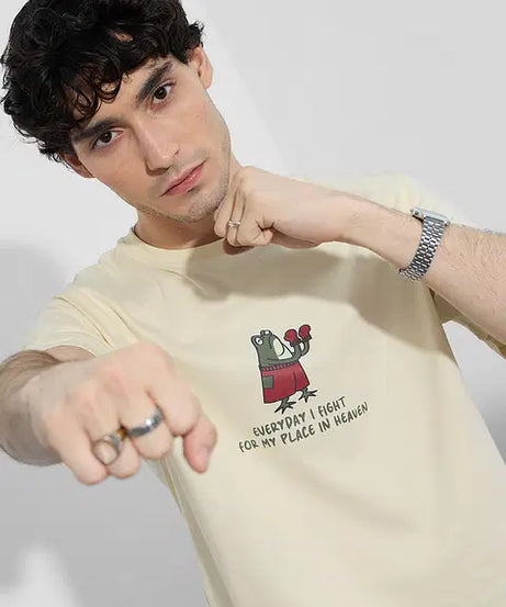 Printed Place In Heaven Men Relaxed Fit T-Shirts