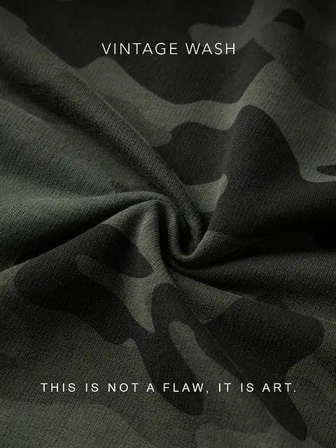 Panel Detail Forest Camo Oversized T-Shirts