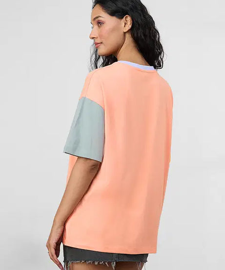 Yellow, Pink & Grey Colourblock Women Oversized T-Shirts