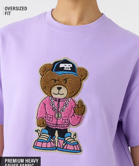 Ted The Stoner Lilac Women Oversized T-Shirts