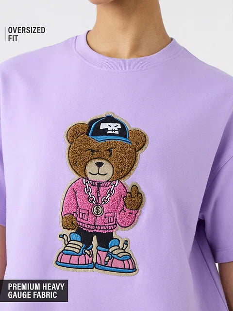 Ted The Stoner Lilac Women Oversized T-Shirts