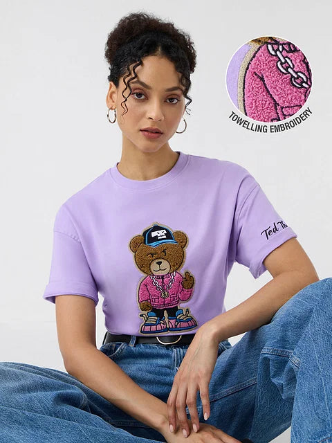 Ted The Stoner Lilac Women Oversized T-Shirts