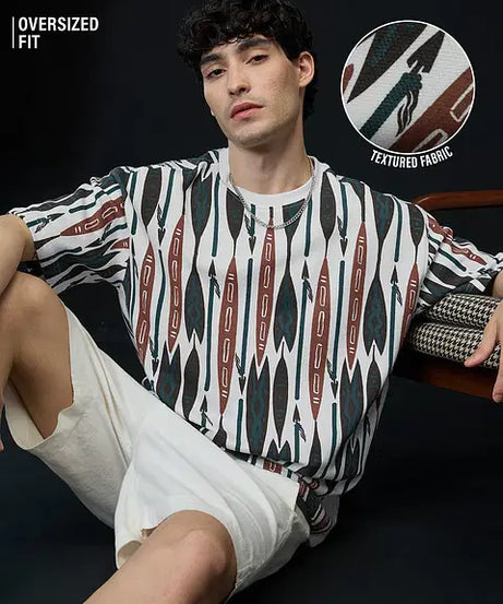 Textured Canyon Thread Oversized T-Shirts