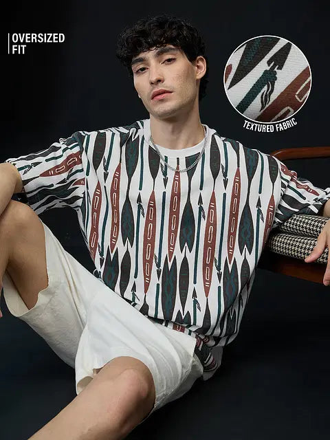 Textured Canyon Thread Oversized T-Shirts