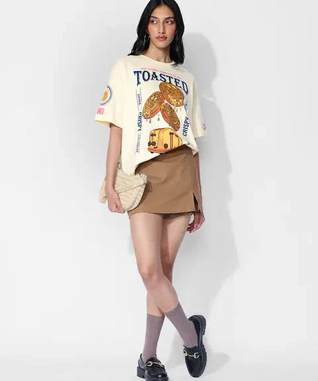 Smiley Toasted Smiles Women Oversized T-Shirts