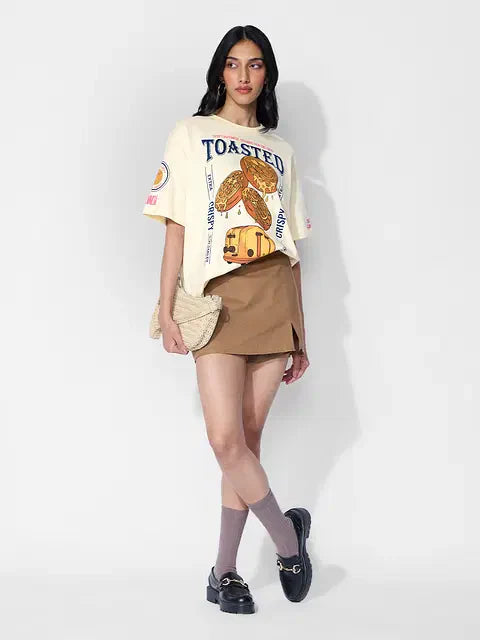 Smiley Toasted Smiles Women Oversized T-Shirts