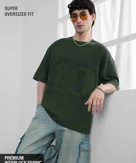 Varsity Olive Super Oversized T-Shirts