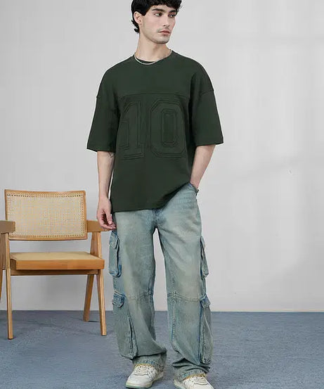 Varsity Olive Super Oversized T-Shirts