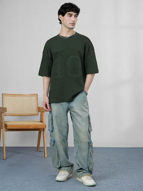 Varsity Olive Super Oversized T-Shirts