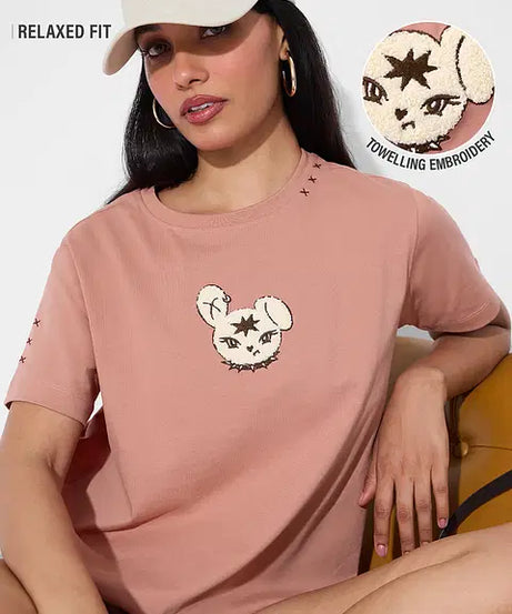 Pink Baddie Women Relaxed Fit T-Shirts