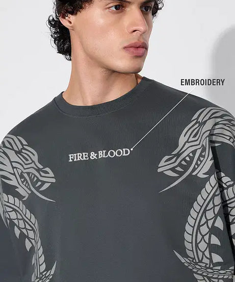 House Of The DragoN Fire & Blood Oversized T-Shirts