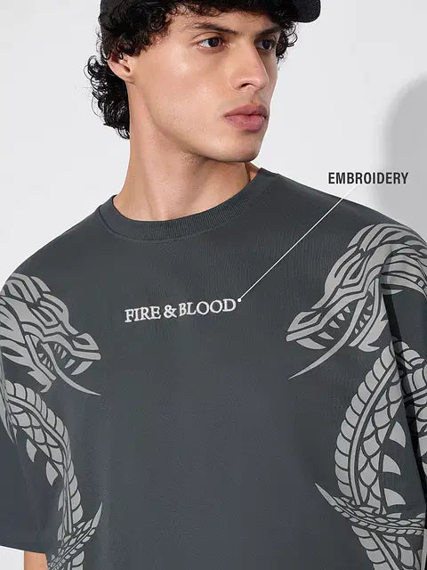 House Of The DragoN Fire & Blood Oversized T-Shirts