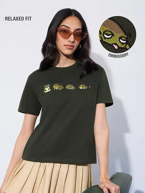 Tired Frog Women Relaxed Fit T-Shirts