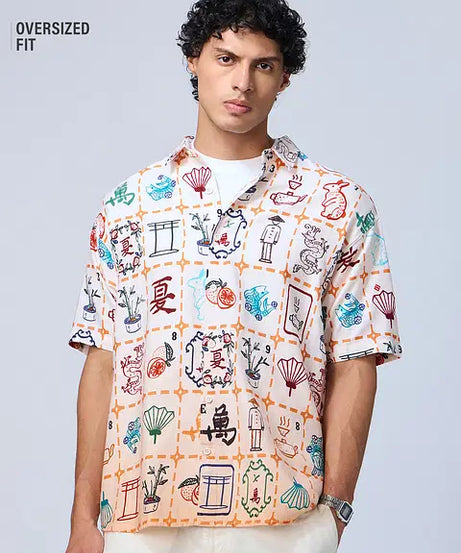 Mahjong Tiles Oversized Shirts