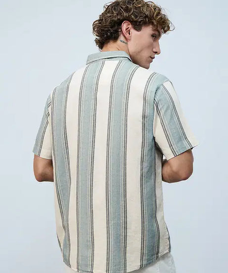 Stripes Jade Haze Cotton Linen Shirts