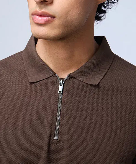 Popcorn Dark Mocha Zipper Polos
