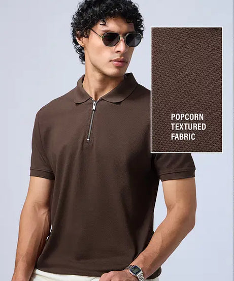 Popcorn Dark Mocha Zipper Polos